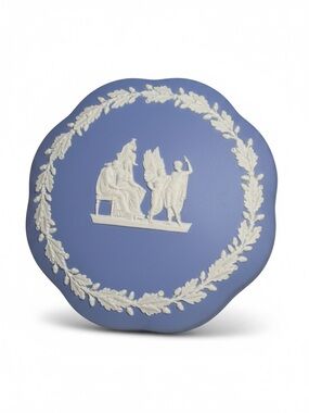 Vintage Blue Jasperware Trinket Box | Classical Relief Jewelry Casket